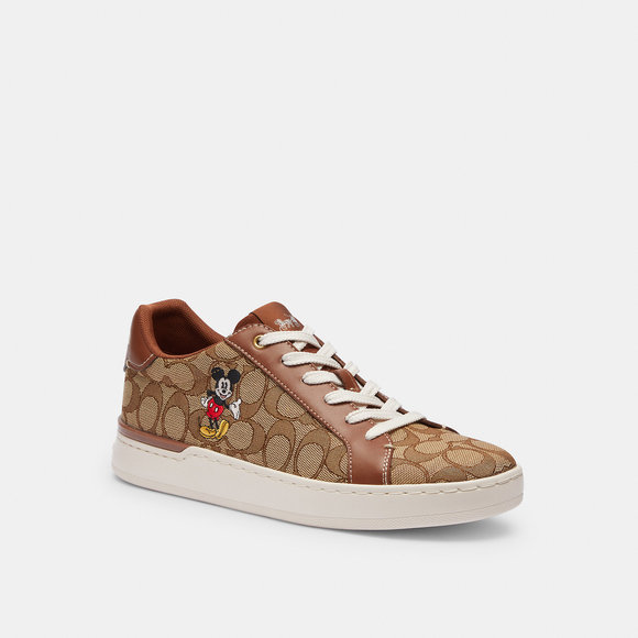 NWT Coach Outlet Disney X Coach Clip Low Top Sneaker Sig Jacquard Mickey Mouse - Picture 1 of 6